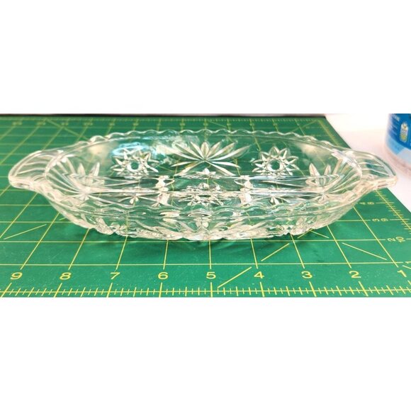 Anchor Hocking Star Of David Clear Glass Divided Oval Relish Nut Dish Vintage El - Picture 5 of 8